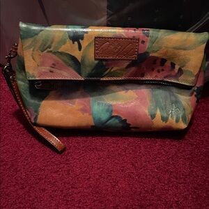 Patricia Nash Floral Leather Clutch Fold over. Used once. Great condition